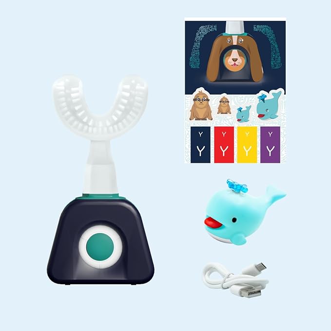 Y-Brush NylonStart Kids 2024 - Electric Toothbrush for Kids 4-12 yo - Y-Shaped Brush - Innovation Awards at CES 3 Months Battery Life - NylonStart Kid - Clinically Proven