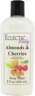 Eclectic Lady Liquid Pearl Body Wash - Almonds And Cherries Scent 3-in-1 Use For Bubble Bath Hand Soap &amp Body Wash Phthalate-Free Almonds And Cherries Fragrance Handcrafted in USA (8 oz)