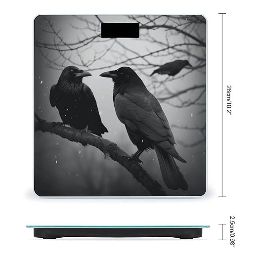 Crow Birds Bathroom Scale Large LCD Backlight Display Digital Scale Rounded Corners Body Scales Automatic Power On/Off Bathroom Scales for Home Bedrooms