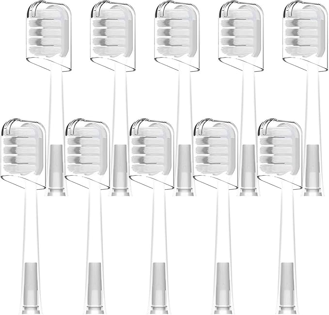 10 Pcs/Pack Replacement Toothbrush Heads Compatible for Laifen Wave Electric for Sensitive Gum Care Transparent