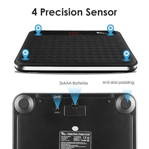 himaly Digital Body Weight Scale Bathroom Scale Step-On Technology High Precision Measurements Scales with Large Non Slip Silicone Platform and LCD Digital Display 400lbs/180kg Capacity
