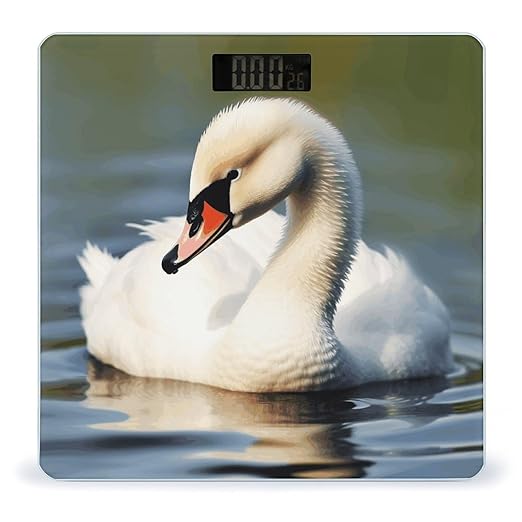 Cute Little Swan Bathroom Scale for Body Weight Bathroom Digital Electronic Weighing Scale with Back Lit LED Display Sturdy Tempered Glass Weight Watchers Scales 400lb