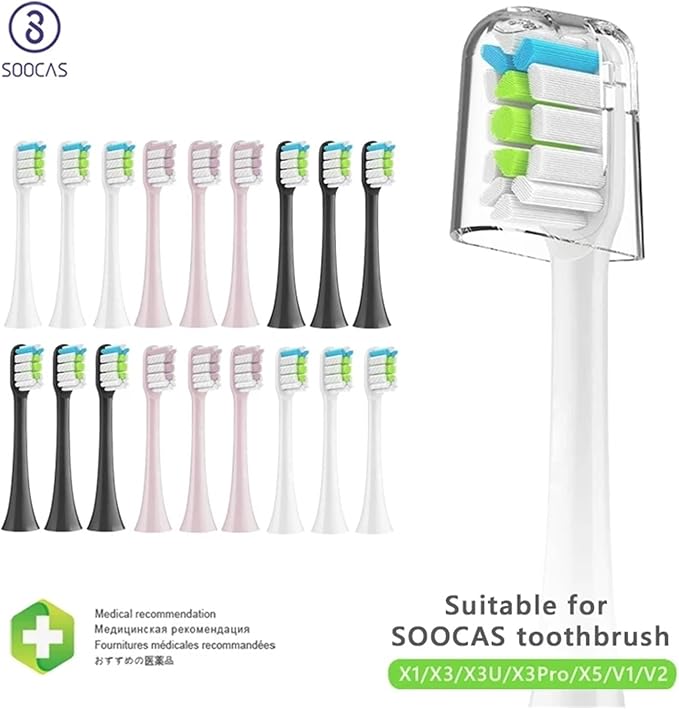 Replacement Brush Heads ForCompatible for Xiaomi SOOCAS X3 X5 V1 X3U 5-10pcs Bristle Electric Toothbrush Sealed Packed(5white)