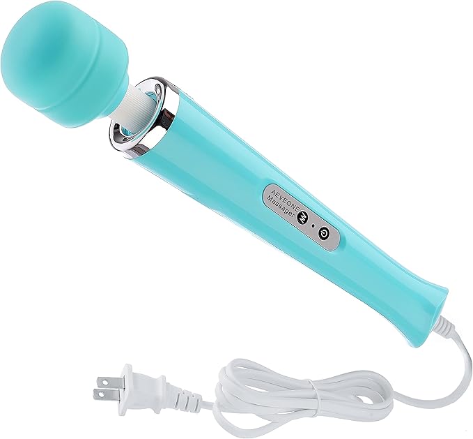 Wired Powerful Handheld Electric Massager with Strong 10 Modes Personal Back Massage for Sports Recovery Muscle Aches Relaxing Body (Light Blue)