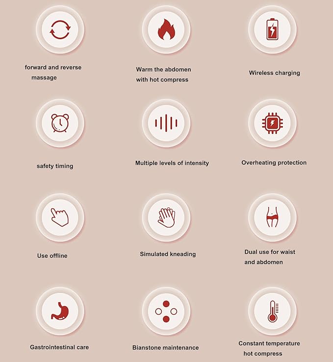 Electric BianStone Abdominal Kneader Stomach Massager 2000 MAh Long Battery Life 5 Modes 3 Levels of Intensity Relief of Abdominal Back Neck and Leg Pains for Home/Abdominal Pain