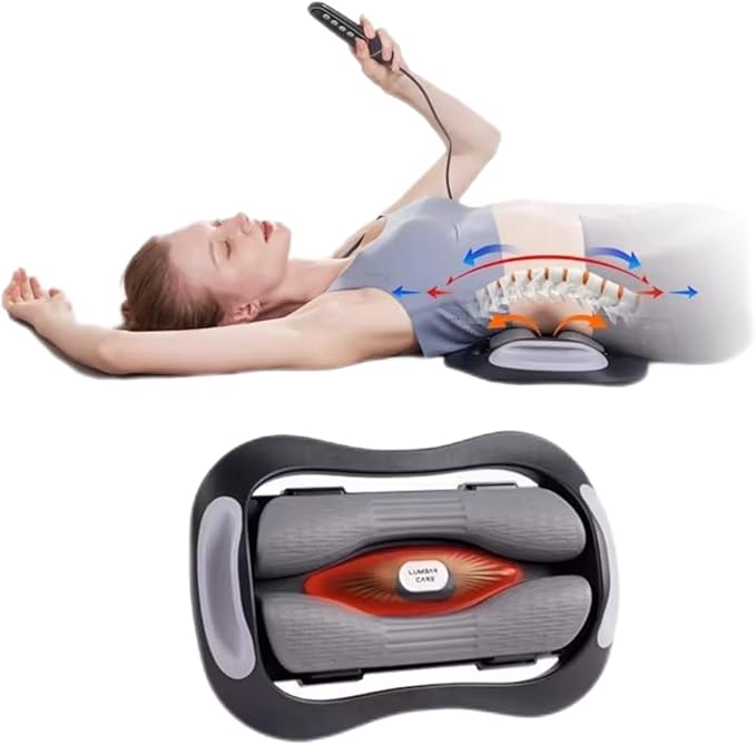 Lumbar Stretcher with Heat Massage | Adjustable Vibration Back Support | Waist Relaxation for Office &amp Home