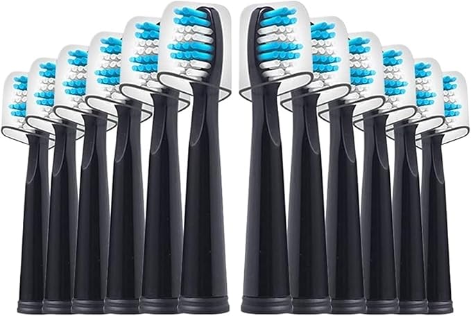 Replacement Toothbrush HeadsCompatible with Seago Electric SG507 and Compatible with Fairywill FW507(Black 12 Pieces)