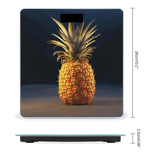 Pineapple Fruit Scale for Body Weight Anti-Slip Digital Bathroom Scale Sturdy Toughened Glass Weighing Scales High Precision Safe Rounded Corners Smart Scales