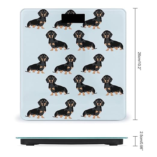 Digital Bathroom Scale for Body Weight Scale with Bright LCD Display High Accuracy Step-On Technology Auto On/Off Dachshund Weiner Pet Dogs Digital Scales 400 Lbs /180kg