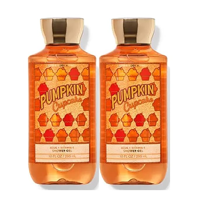 Bath &amp Body Works Pumpkin Cupcake Shower Gel Gift Sets 10 Oz 2 Pack (Pumpkin Cupcake) 20 Fl Oz