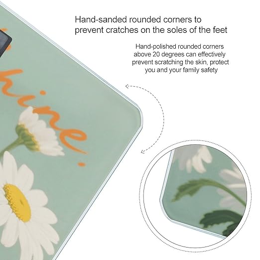 Hello Sunshine Floral Weight Scale Large Digital Bathroom Scales with Bright LED Display Non Slip Digital Scale and Step On Fashion Weighing Machine for Body