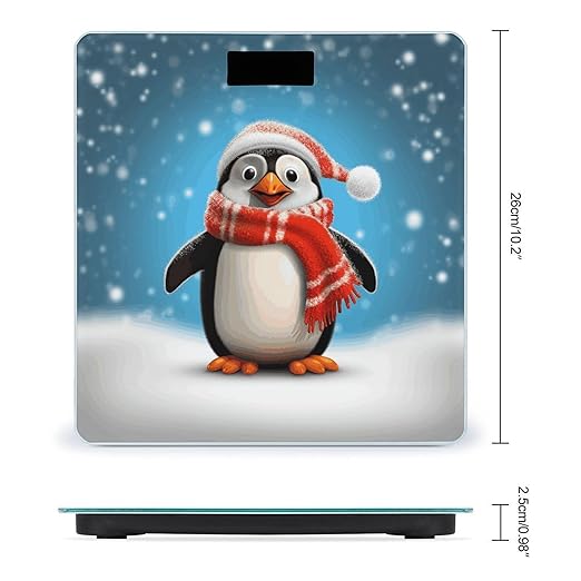 Christmas Funny Penguin Weight Scale Large Bathroom Scales Digital Weight with Bright LED Display Non Slip Automatic Weighing Scale Fashion Weighing Machine for Body