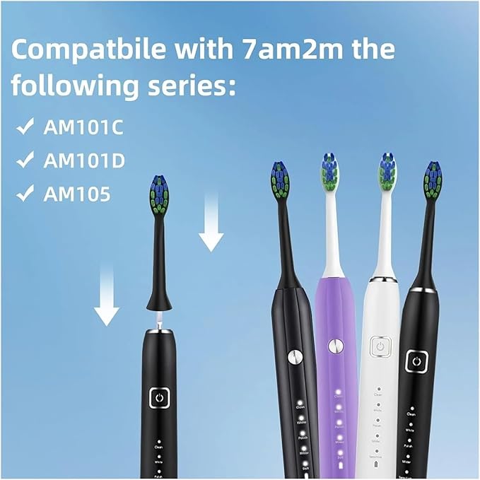 10PCS Replacement Toothbrush Heads Compatible for 7am2m AM101/AM105 Sonic Electric Vacuum Soft Bristle Nozzles(10PCS White)