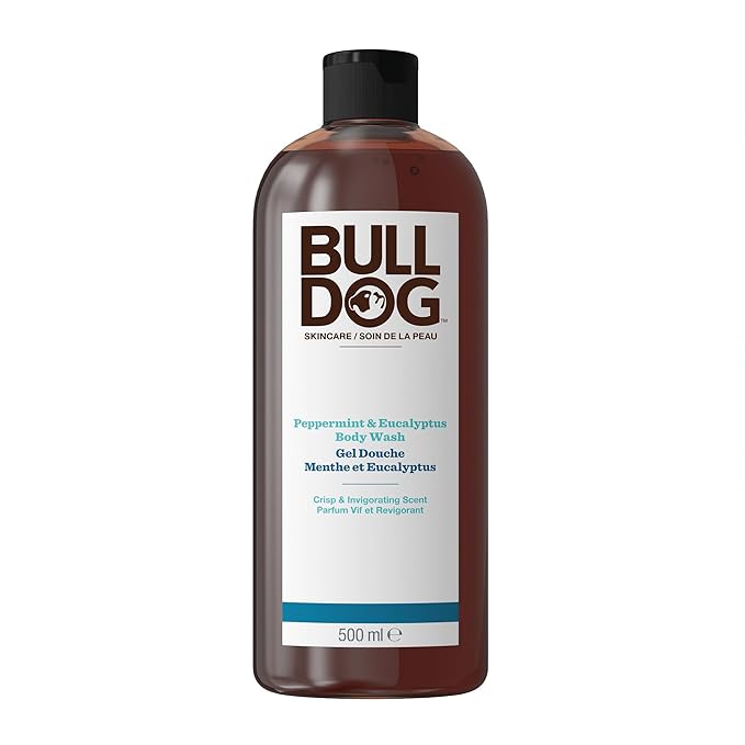 Bulldog Mens Skincare and Grooming Body Wash Peppermint and Eucalyptus 16.9 Fluid Ounce