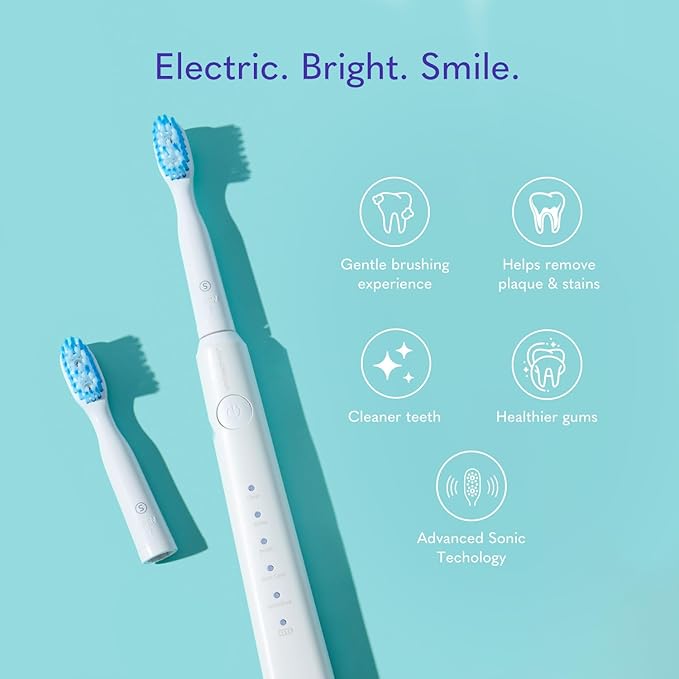 Smileactives Vibrite Sonic Power Electric Toothbrush Teeth Whitening &amp Gum Care Blue LED Light for Oral Health Rechargeable Toothbrush Multiple Brushing Modes for Deep Cleaning &amp Sensitive