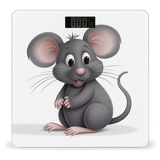 Grey Rat Scale for Body Weight High Precision Digital Weight Scales with LCD Display Anti-Slip Sturdy Slim Tempered Glass Bathroom Scale for Home Use