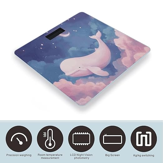 Whale in Clouds Smart Scale for Body Weight Accurate Bathroom Scale with LED Display Digital Weight Scales Weighing Machine High Precision Scales for Bath Home