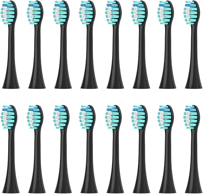 Compatible for Sonicool Electric Toothbrush Head 051B Cleaning Replacement HeadBristle Brush Heads Nozzles4/8/16pcs(16PCS Black)