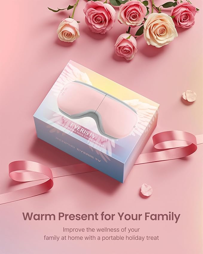 RENPHO Eyeris 1 Eye Massager with Heat Birthday Day Gifts for Women Men Mom Dad Her Him Eye Mask for Migraine Smart Sleep Mask for Dry Eyes Relax Reduce Strain