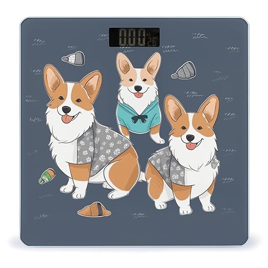 Wearing Clothes Corgi Dogs Weight Scale Digital Electronic Scales Bathroom Scale Larg LCD Backlight Display High Precisio MeasurementsTempered Glass