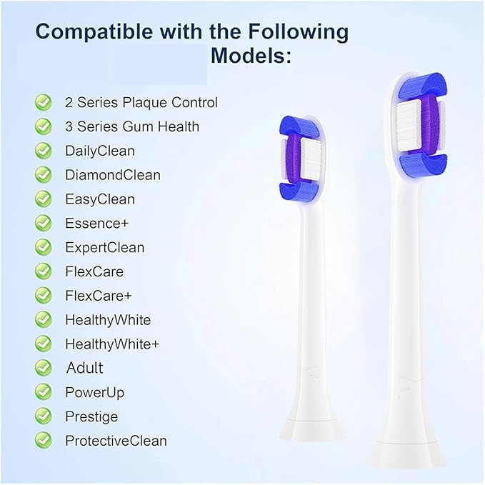 Compatible For Philips HX9322 HX9331 HX9334 HX6252 HX6253 HX6530 Sonic Electric Vacuum Toothbrush Soft Bristle Heads(4pcs)