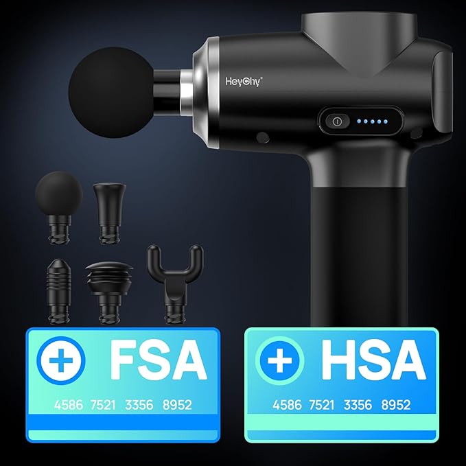 Professional Muscle Massage Gun Deep Tissue Portable Handheld Massager with 5 Speeds and 5 Heads Percussion Back Body Masajeador 12mm Amptitude for Athletes FSA Eligible &amp HSA Approved