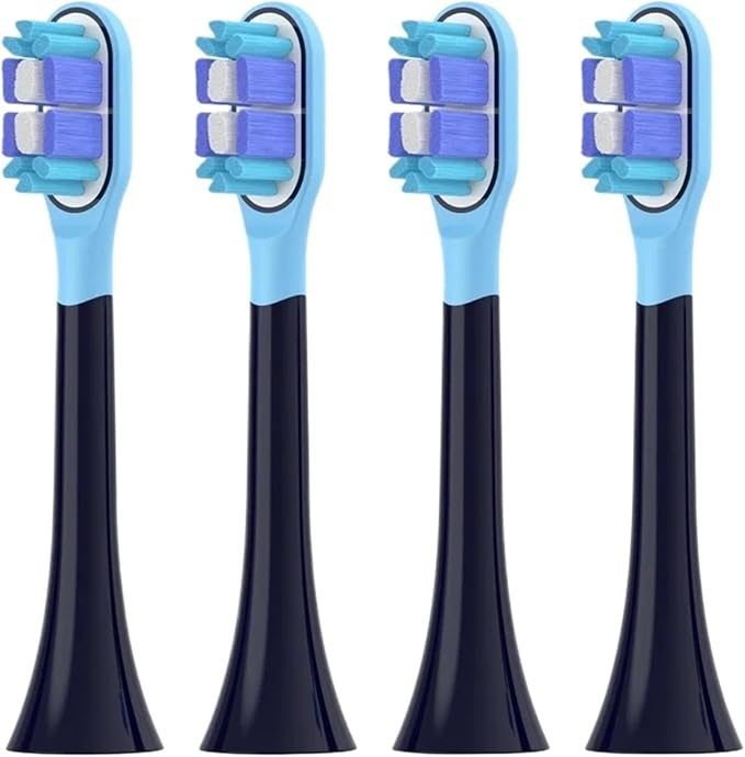 Compatible for MIJIA T301/T302/T501 Toothbrush - Soft Bristle Replacement Heads Vacuum Packaging(4 pcs BJ Black)