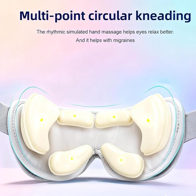 Eye Massager with Heat and Music Relaxation and Stress Relief Device. Heated Eye Mask Massage for Migraines &amp Headache Relief Reduce Dry Eyes Improve Sleep. Birthday Gifts for Women Men Mom Dad