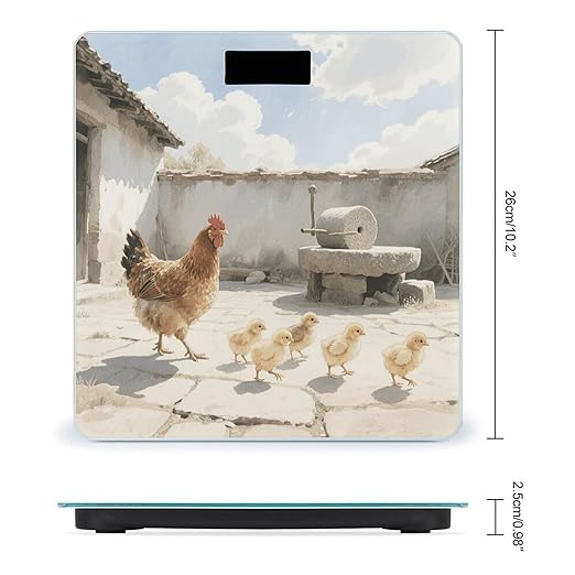 Chickens Weight Scale Large Digital Bathroom Scales with Bright LED Display Non Slip Digital Scale and Step On Fashion Weighing Machine for Body