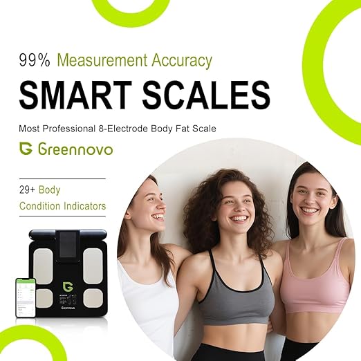Fitness Body Fat Scales with Hand Sensors 8 Electrodes 29 Body Analysis 180kg Weight Scale Professional Body Fat and Muscle Mass Analyzer with App/Large Display (White)