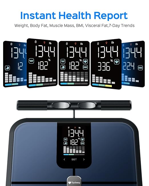 Body Health Pod Scale View 5 Metrics Without Phone 8-Electrode Smart Scale with BMI Body Fat Muscle Mass Offline Body Composition Analyzer FSA&ampHSA Eligible