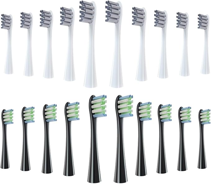10-40PCS Replacement Brush HeadCompatible for Oclean Electric Toothbrush Soft Bristle X/X PRO/ Z1 Brushes Replaceable Head(10 Grey 10 Black)