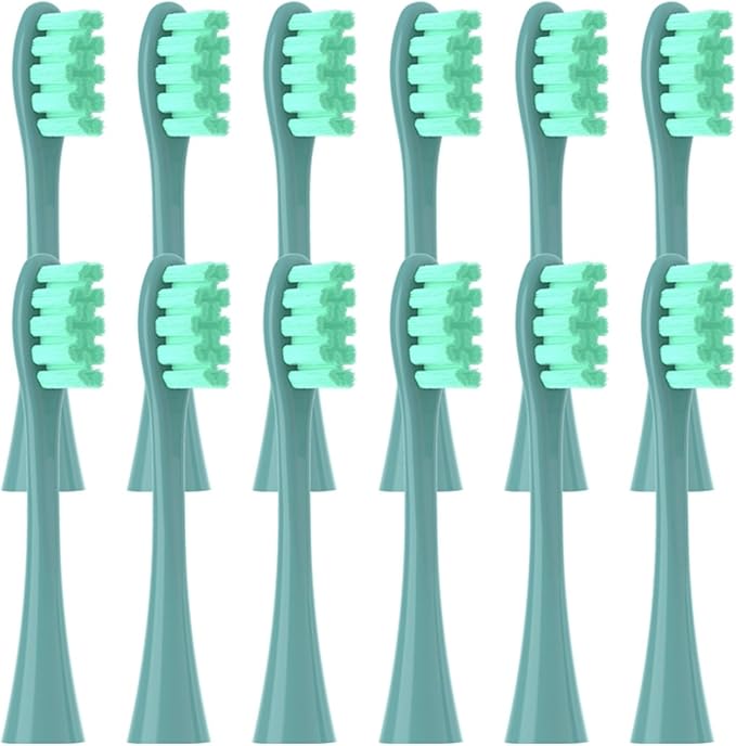 12PCS Replacement Brush Heads Compatible for Oclean X/X PRO/ Z1/ F1/ One/Air 2 /SE Sonic Electric Toothbrush Soft Bristle Nozzles(12pcs Green)