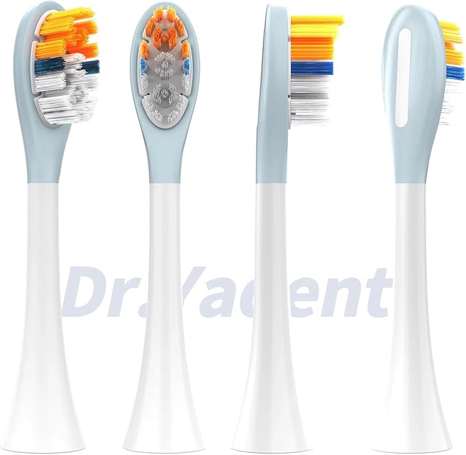Compatible Dr.Yadent YD02/04 Replacement Brush Heads 4pcs/Pack Soft Gel Coated Designed for Sensitive Gum Care Bristle 1 Year Supply(HYSTx8)