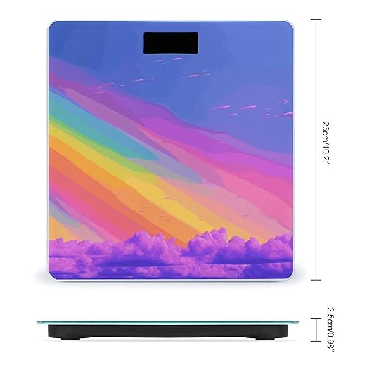Rainbow Aesthetic Weight Scale Digital Electronic Scales Bathroom Scale Larg LCD Backlight Display High Precision MeasurementsTempered Glass
