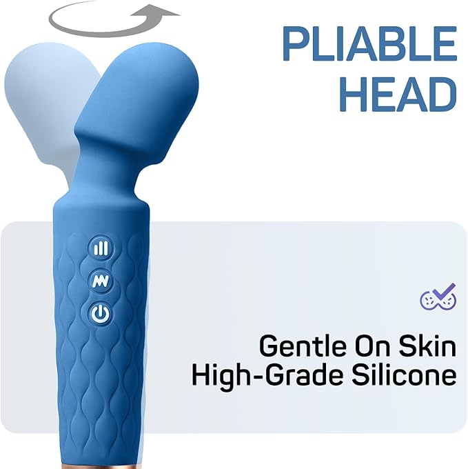 Rechargeable Personal Massager 8-Speed &amp 20-Mode Cordless Handheld Percussion Massager for Neck Back Shoulder Relaxation Quiet Handheld Body Massager with Ergonomic Design(Dark Blue)