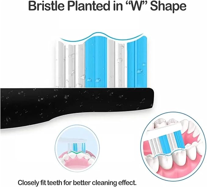 Replacement Toothbrush HeadsCompatible with Seago Electric SG507 and Compatible with Fairywill FW507(Black 12 Pieces)