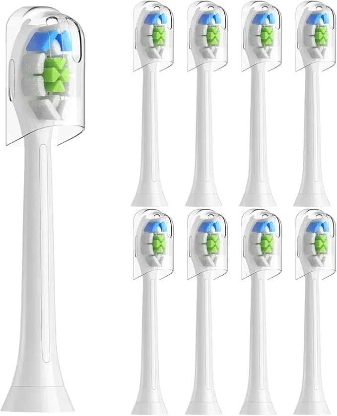 8 Pack Replacement Toothbrush Heads Compatible for HX6063 with Hygienic Caps(White B)