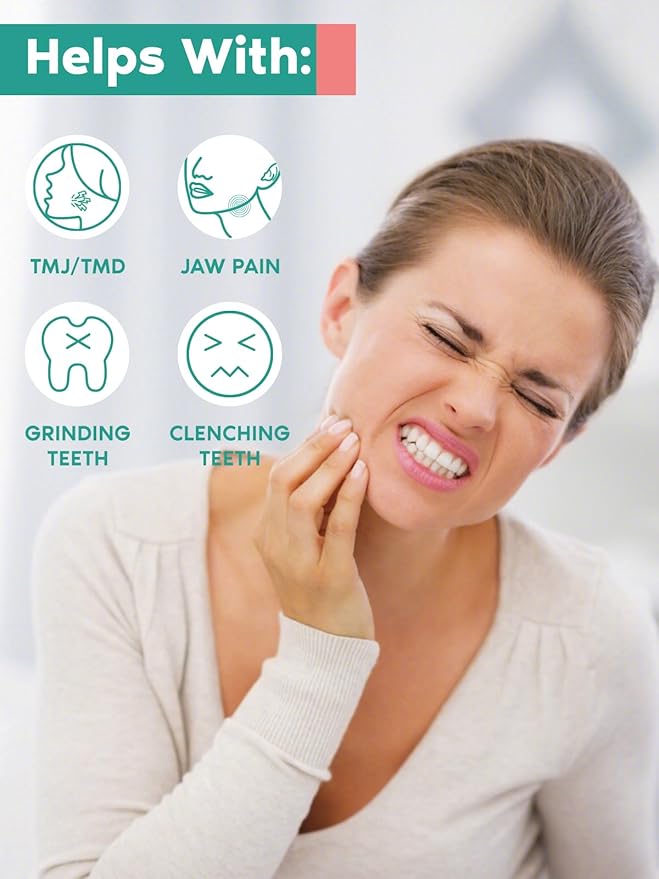 TMJ Relief Products Jaw TMJ Relief Massager Vibration and Heating Ergonomic Multi-Needle Design TMJ Massage Tool Effective Jaw &amp Neck Pain Grinding and Clenching Teeth Relief (White)
