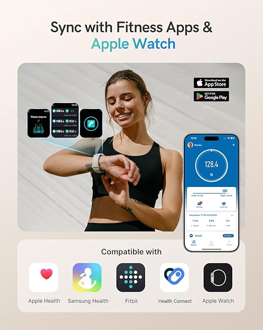 Scale for Body Weight FSA&ampHSA Eligible Smart Scale with 9-in-1 VA Display Bathroom Scale with 22 Body Metrics Heart Rate BMI Body Fat Muscle Mass Compatible with iOS &amp Android