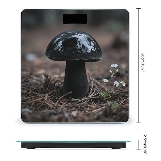 Black Mushroom Weight Scale Large Digital Bathroom Scales with Bright LED Display Non Slip Digital Scale and Step On Fashion Weighing Machine for Body