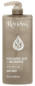 Hyaluronic Acid + Niacinamide Body Wash – Hydrating Skin Care Cleanser for Brightening &amp Skin Perfecting Vegan Skincare 32 fl oz