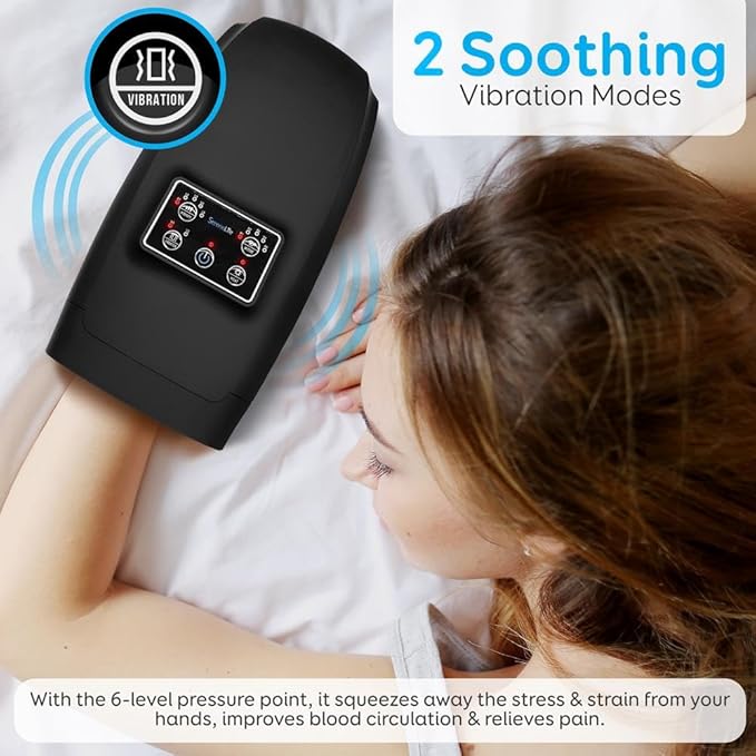 SereneLife Electric Compression Hand Massager - Electric Acupressure Palm Hand Massager w/ Air Pressure Heat Compress for Arthritis Carpal Tunnel Hand Pain Relief Finger Numbness - SLHNDMSG85