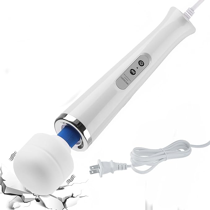 Personal Massage Device - Handheld Vibration Massager - Powerful Wired Wand - Best for Travel - Magic Stress Away - Perfect on Back Legs Hand Pains and Sports Recovery - White