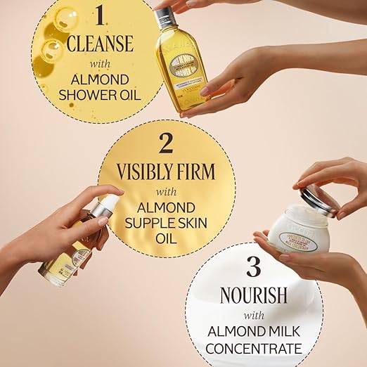 L'OCCITANE Cleansing &amp Softening Almond Shower Oil Body Wash &amp Shaving Base Purifies &amp Smooths Without Drying Skin Milky Lather Nourishing Skincare