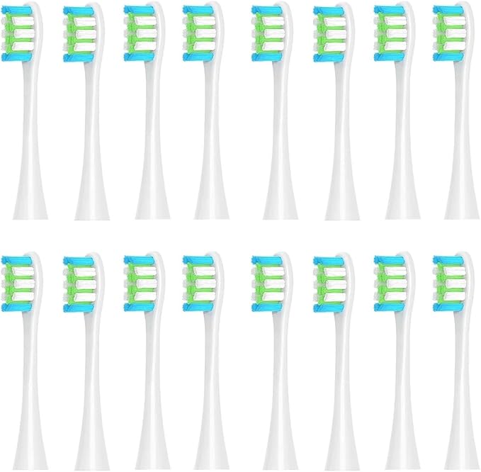 16pcs Replacement Brush HeadsCompatible for X/Pro/ Z1/ SE F1/one/ PW01/03/05/07/09 P5 Toothbrush(16 White)