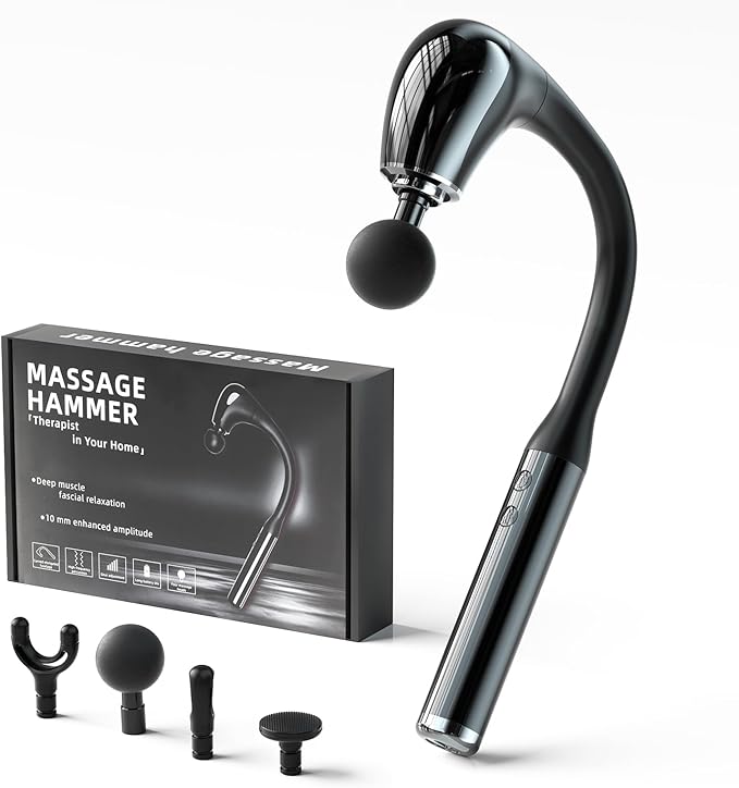 Massage Gun Upgraded Extension Handle for Deep Massage of The Back to Relieve Deep Tissue Pain in The Muscles Four Massage Heads &ampFive Adjustable speeds Fitness Person Friendly