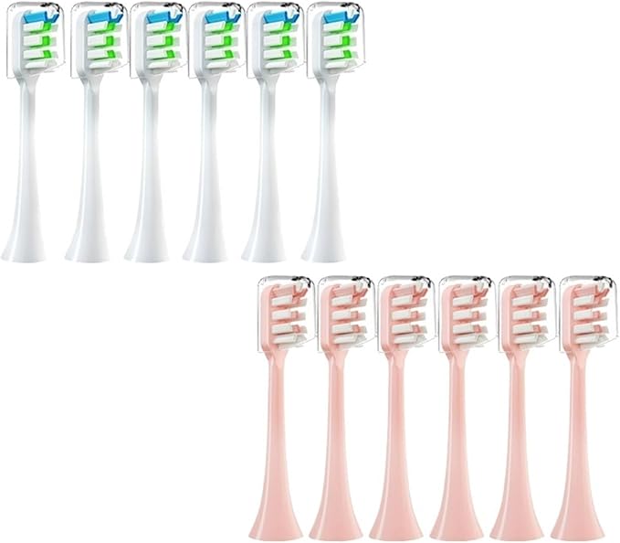 12PCS Replacement Brush HeadsCompatibility for SOOCAS X3/X3U/X5 Electric Toothbrush Vacuum Cleaning Bristle Nozzles(6White6Pink)