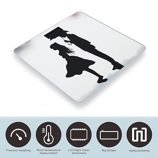 Digital Bathroom Scale for Body Weight Scale with Bright LCD Display High Accuracy Step-On Technology Auto On/Off Anime Lovers Silhouette Digital Scales 400 Lbs /180kg