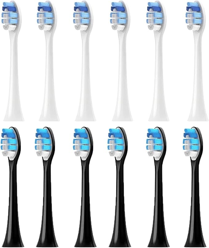 8-16pcs Toothbrush HeadsCompatible for with Protective Cover(6White 6Black)